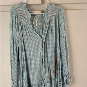 Elegant Blue Checkered Mini Dress